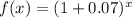 f(x)=(1+0.07)^x