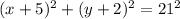 (x+5)^2+(y+2)^2=21^2