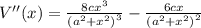 V''(x) = \frac{8 c x^3}{\left(a^2+x^2\right)^3}-\frac{6 c x}{\left(a^2+x^2\right)^2}