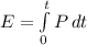 E = \int\limits^{t}_{0} {P} \, dt