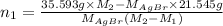 n_{1} = \frac{35.593 g \times M_{2} - M_{AgBr} \times 21.545 g}{M_{AgBr} (M_{2} - M_{1})}