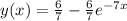 y(x) = \frac{6}{7}-\frac{6}{7}e^{-7x}