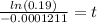 \frac{ln(0.19)}{-0.0001211}=t