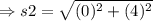 \Rightarrow s 2=\sqrt{(0)^{2}+(4)^{2}}