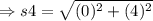 \Rightarrow s 4=\sqrt{(0)^{2}+(4)^{2}}