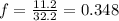 f = \frac{11.2}{32.2} = 0.348