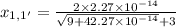 x_{1, 1'} = \frac{2\times 2.27\times 10^{- 14}}{\sqrt{9 + 42.27\times 10^{- 14}} + 3}