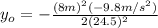 y_{o}=-\frac{(8m)^{2} (-9.8 m/s^{2})}{2(24.5)^{2}}