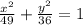 \frac{x^{2}}{49} +  \frac{y^{2}}{36} =1