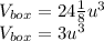 V_{box}=24\frac{1}{8}u^{3}\\ V_{box}=3u^{3}