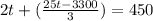 2t+(\frac{25t-3300}{3})=450