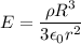 E=\dfrac{\rho R^3}{3\epsilon_{0}r^2}