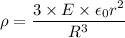 \rho=\dfrac{3\times E\times\epsilon_{0}r^2}{R^3}