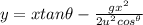 y=xtan\theta -\frac{gx^2}{2u^2cos^\theta }