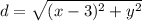 d = \sqrt{(x-3)^2 + y^2