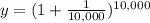 y=(1+\frac{1}{10,000})^{10,000}