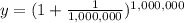 y=(1+\frac{1}{1,000,000})^{1,000,000}