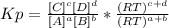 Kp= \frac{[C]^{c}[D]^{d}}{[A]^{a}[B]^{b}}*\frac{(RT)^{c+d}}{(RT)^{a+b}}