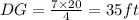 DG=\frac{7\times 20}{4}=35 ft