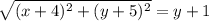 \sqrt{(x+4)^2+(y+5)^2} =y+1\\