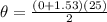 \theta =\frac{(0 + 1.53)(25)}{2}