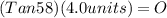 (Tan58)(4.0units) = O