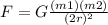 F=G\frac{(m1)(m2)}{(2r)^2}