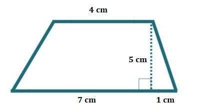 Find the area of the trapezoid by decomposing it into other shapes.  a) 25 cm2  b) 27 cm2  c) 30 cm2