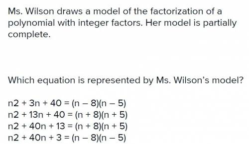 Ms. wilson draws a model of the factorization of a polynomial with integer factors. her model is par