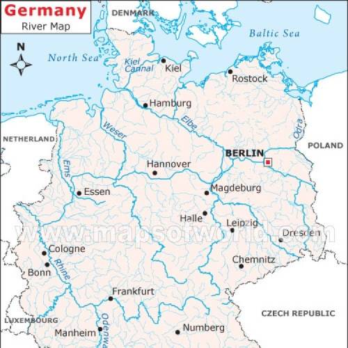 Name 2 bodies of water associated with germany