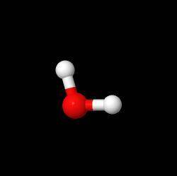 Awater molecule is composed of a large oxygen atom bonded to two small hydrogen atoms. which of the