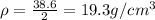 \rho = \frac{38.6}{2}=19.3 g/cm^3