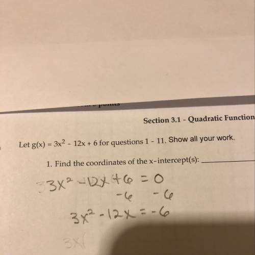 Find the coordinates of the x-intercepts of g(x)= 3x^2-12x+6