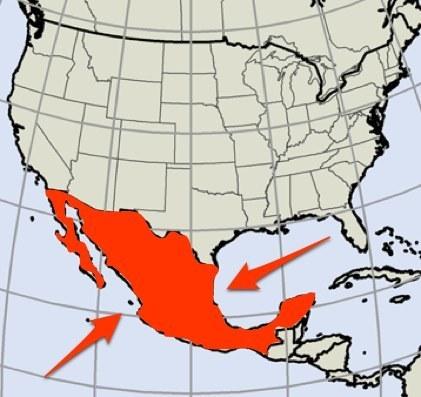 Image is for 1 only 1. the country labeled in orange is a) colombia. b) cuba. c) mexico. d) venez