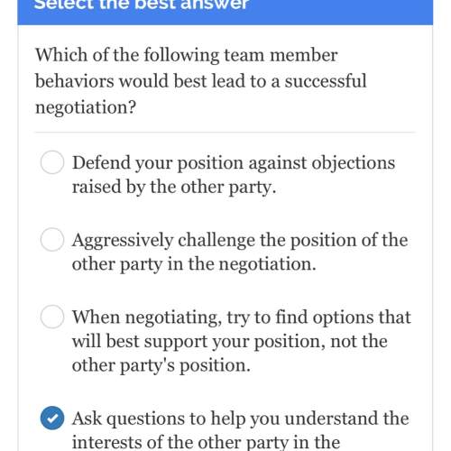 Which of the following team member behaviors would best lead to a successful negotiation?