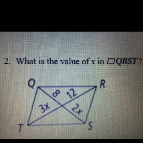 What is the value of x in square qrst? a. 16 b. 12 c. 8 d. 4
