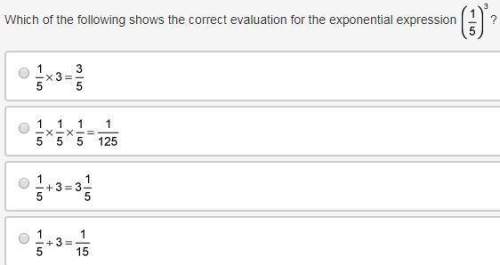 Which of the following shows the correct evaluation for the exponential expression 1 over 5 to the p