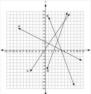 The coordinate grid shows the graph of four equations: a coordinate grid is shown from negative 12