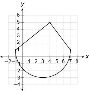 50 points need this figure is made up of a triangle and a semicircle. what is the area of the figu