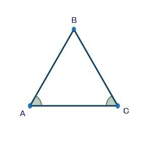 In δabc shown below, ∠bac is congruent to ∠bca: triangle abc, where angles a and c are congruent gi
