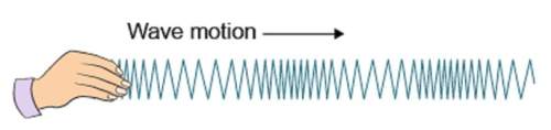 Marcus plucks at an outstretched coil and observes the following wave motion. what is the motion of