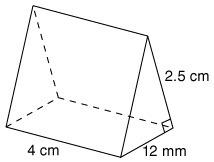 What is the volume of the following triangular prism? 60 cm3 12 cm3 3.75 cm3 6 cm3