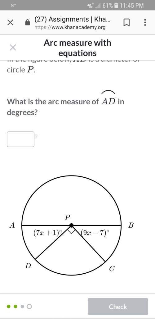 What is the arc measure of ad in degrees?