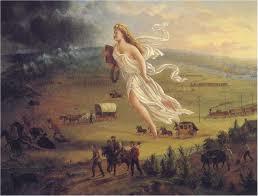 1. how does this painting represent manifest destiny? 2. who do you think the young woman in the pa