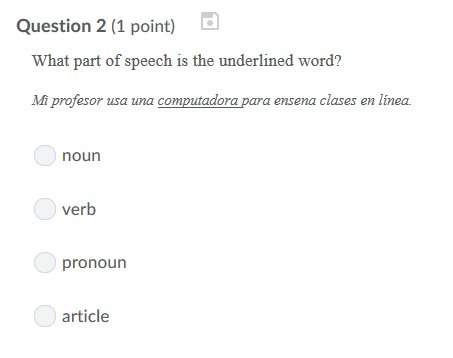 Correct answer only ! what part of speech is the underlined word? mi profesor usa una computadora