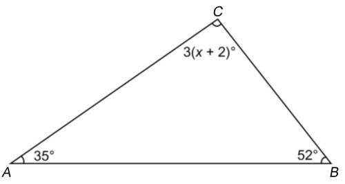 Triangle abc has angle measures as shown. (a) what is the value of x? show your work. (b) what is t
