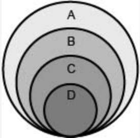 An unlabeled hierarchical diagram of various astronomical bodies is shown below. the labels a, b, c