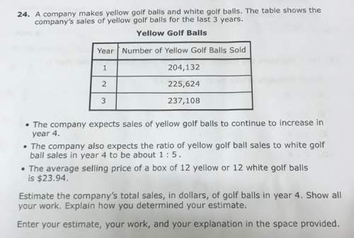 Acompany makes yellow golf balls and white golf balls. the table shows the company’s sales of yellow