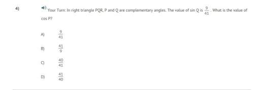 In right triangle pqr, p and q are complementary angles. the value of sin q is 9/ 41 . what is the v