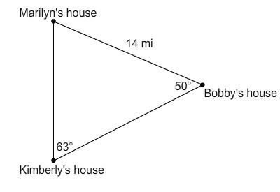 The relative locations of marilyn's house, bobby's house, and kimberly's house are shown in the figu